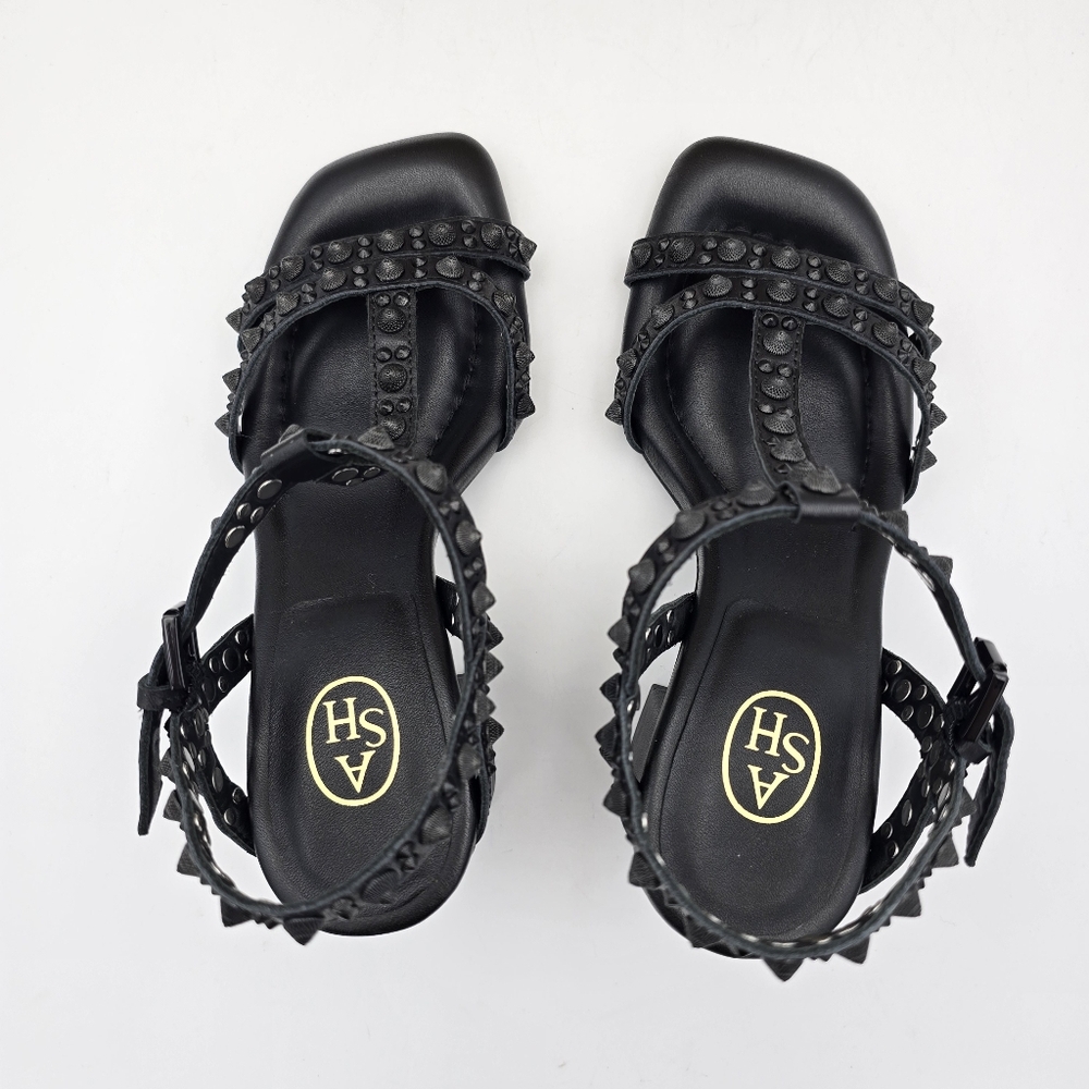 NIB Ash Janice Bis Studded Block Heel Sandals, Black, EU 35/US 5 - Picture 9 of 14